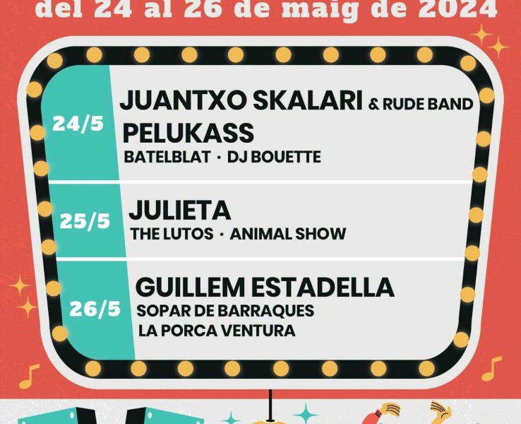 Julieta, Pelukass i Juantxo Skalari als concerts de Barraques de la Festa Major de Cassà, del 24 al 26 de maig
