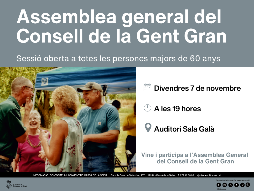Ajuntament de Cassà Assemblea general Consell Gent Gran