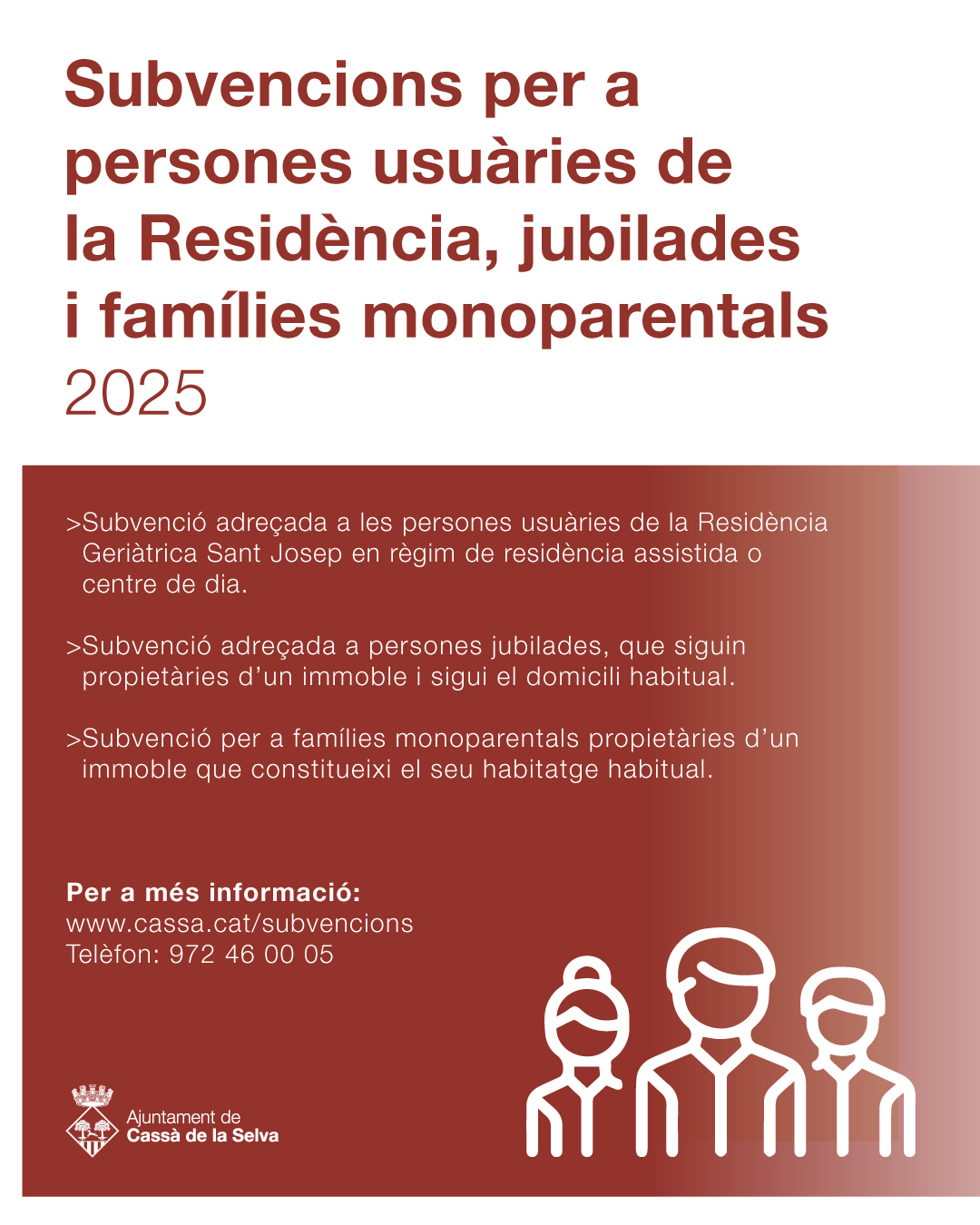 Ajuntament de Cassà 2025 10 Imatge per Xarxes Ajuts Residència Jubilats i Famílies Monoparentals