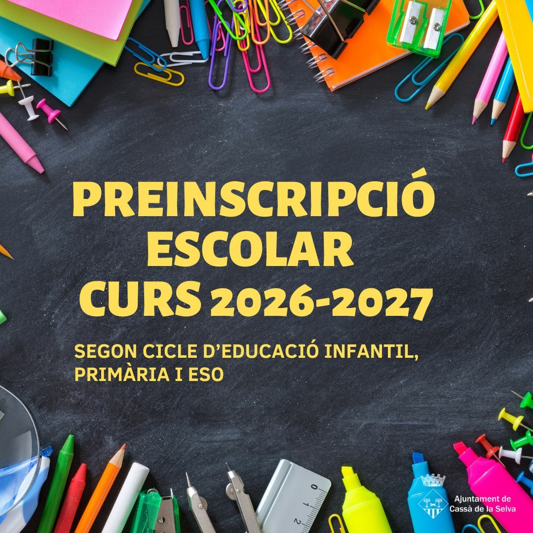 Ajuntament de Cassà Preinscripció escolar