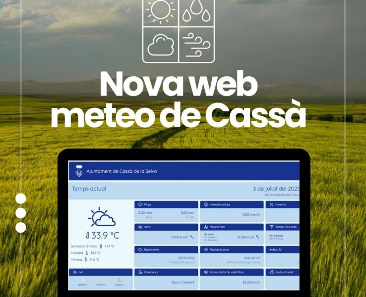 Nova estació meteorològica de Cassà amb més dades consultables