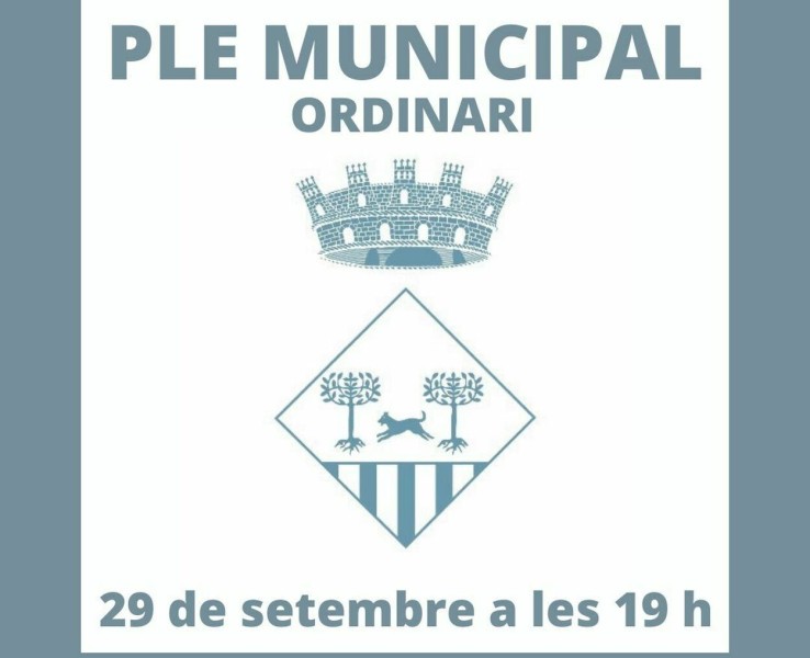 Celebració del Ple municipal ordinari el 29 de setembre de 2022, a les 19 h