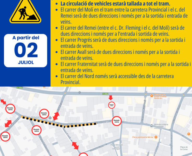 Inici d'obres de rehabilitació del carrer del Molí