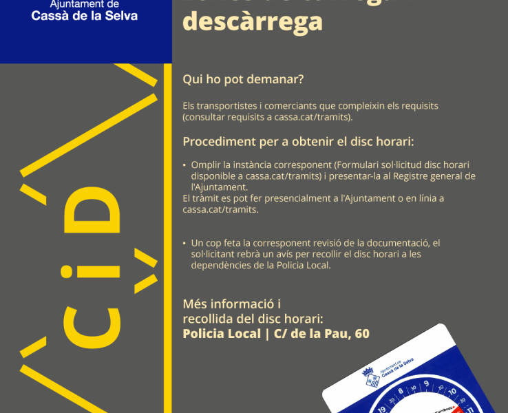L’Ajuntament inicia la distribució del disc horari per a les zones de càrrega i descàrrega