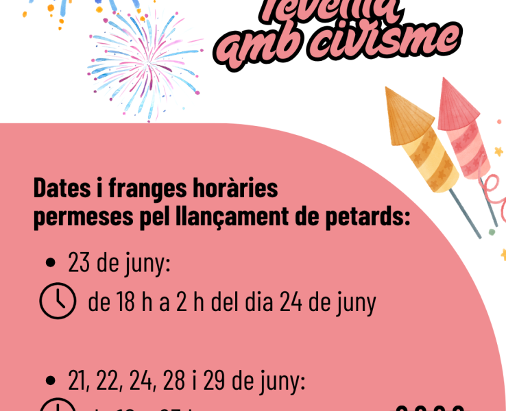 L’ajuntament estableix les franges i horaris sense petards per gaudir de la revetlla amb civisme
